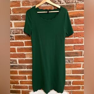 Ann Taylor Dark Green Scalloped Hem Sweater Dress | Size S
